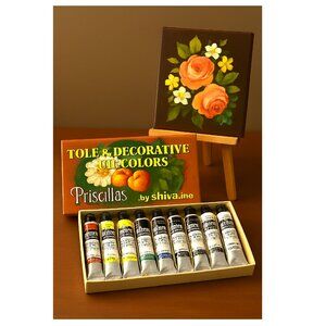 Vintage Shiva Priscilla’s Tole Decorative Colors Oil Paints Folk Painting